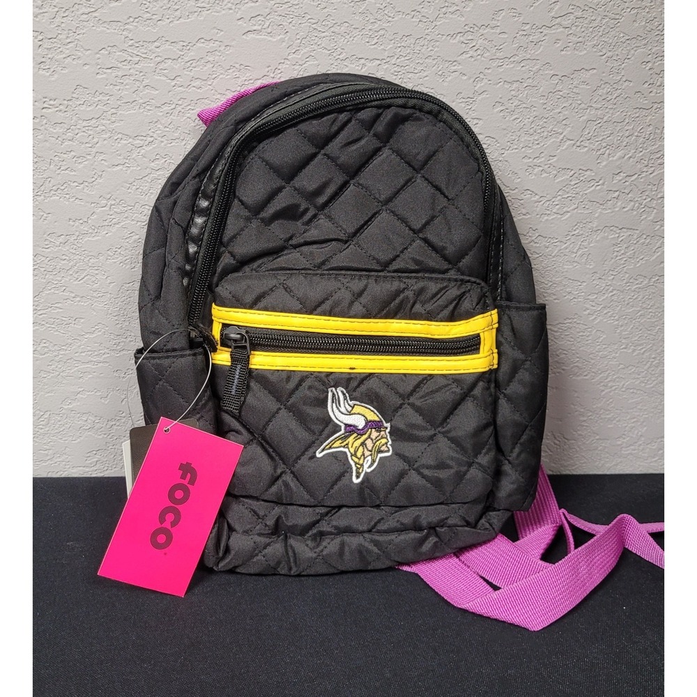 FOCO NFL Minnesota Vikings Mini Quilted Black Backpack with Vikings Logo NWT